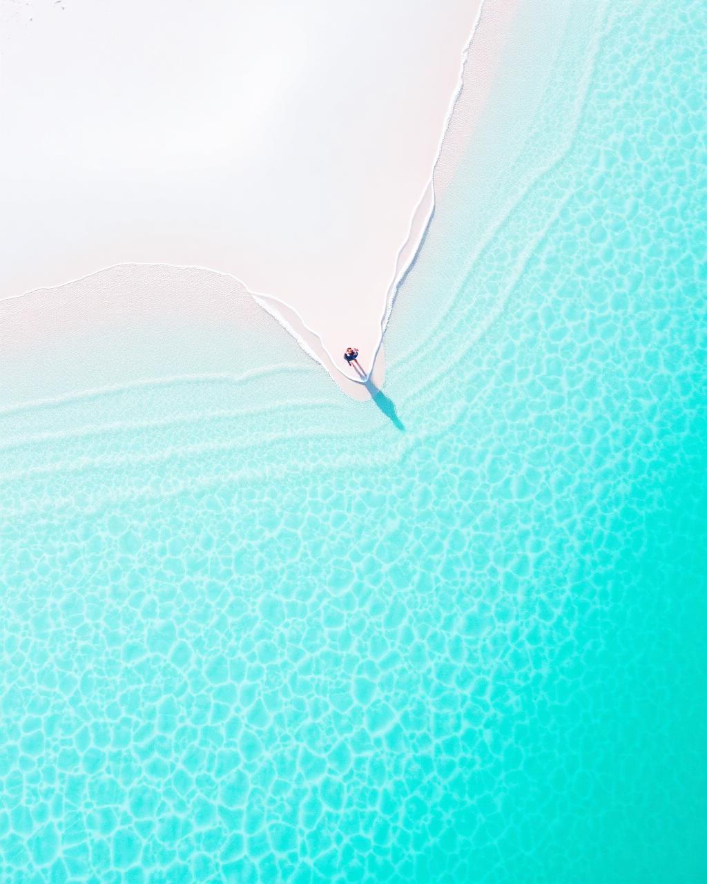 Aerial drone photograph of turquoise ocean